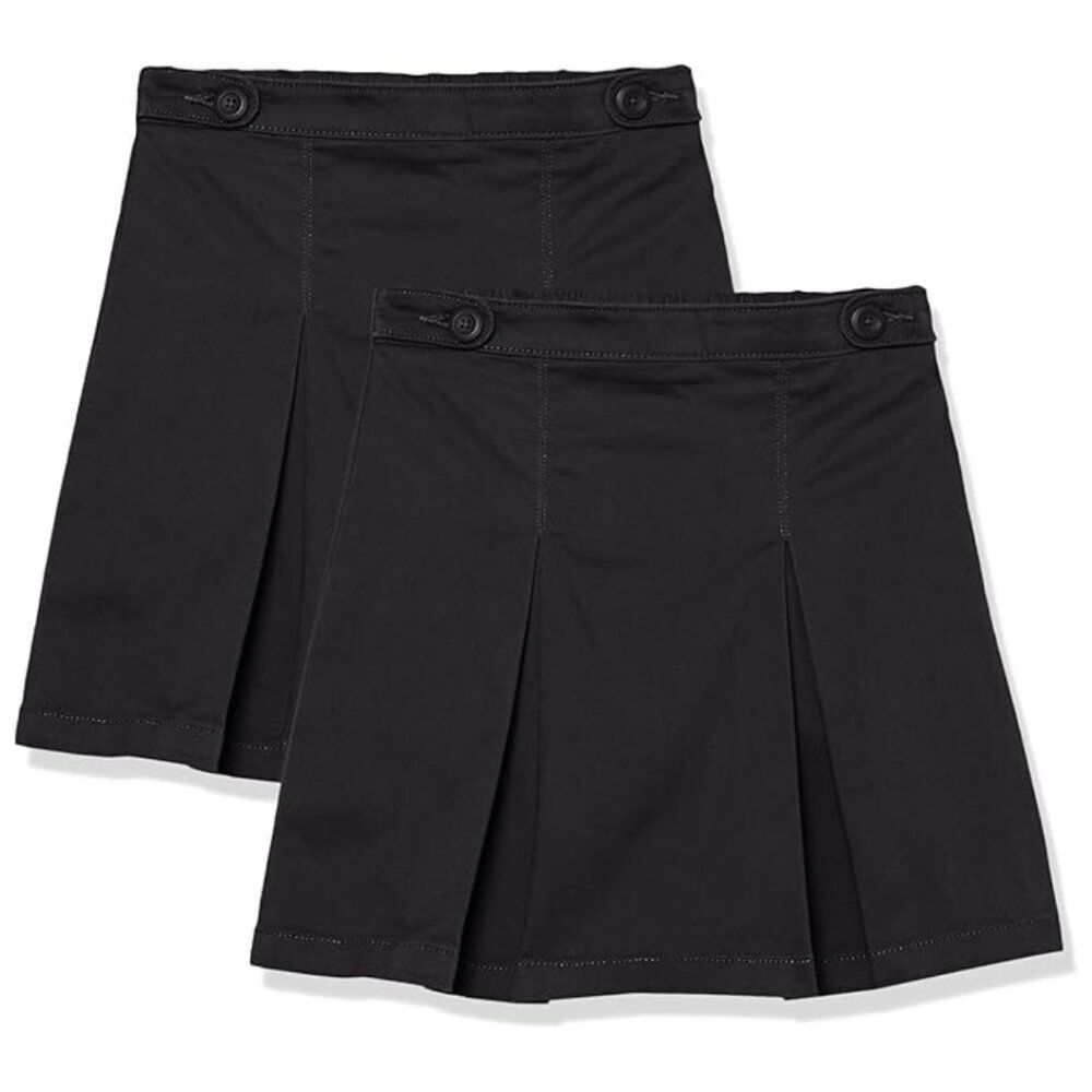 Girl's Black Pleated Twill Skort – Size M (8) Plus – 2 Pack – NWT